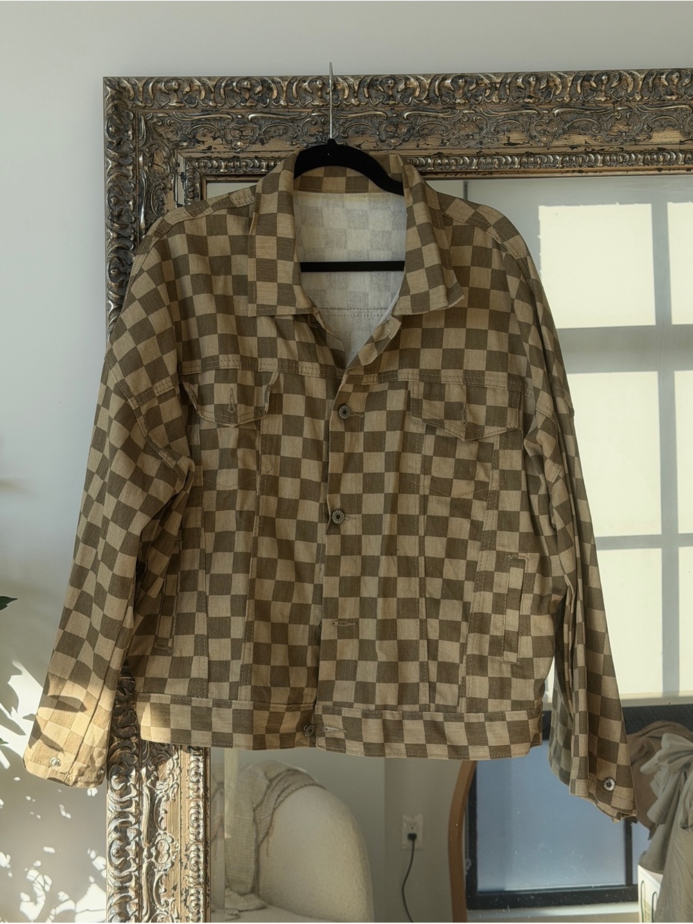 YesStyle Checkered Denim Jacket / size small